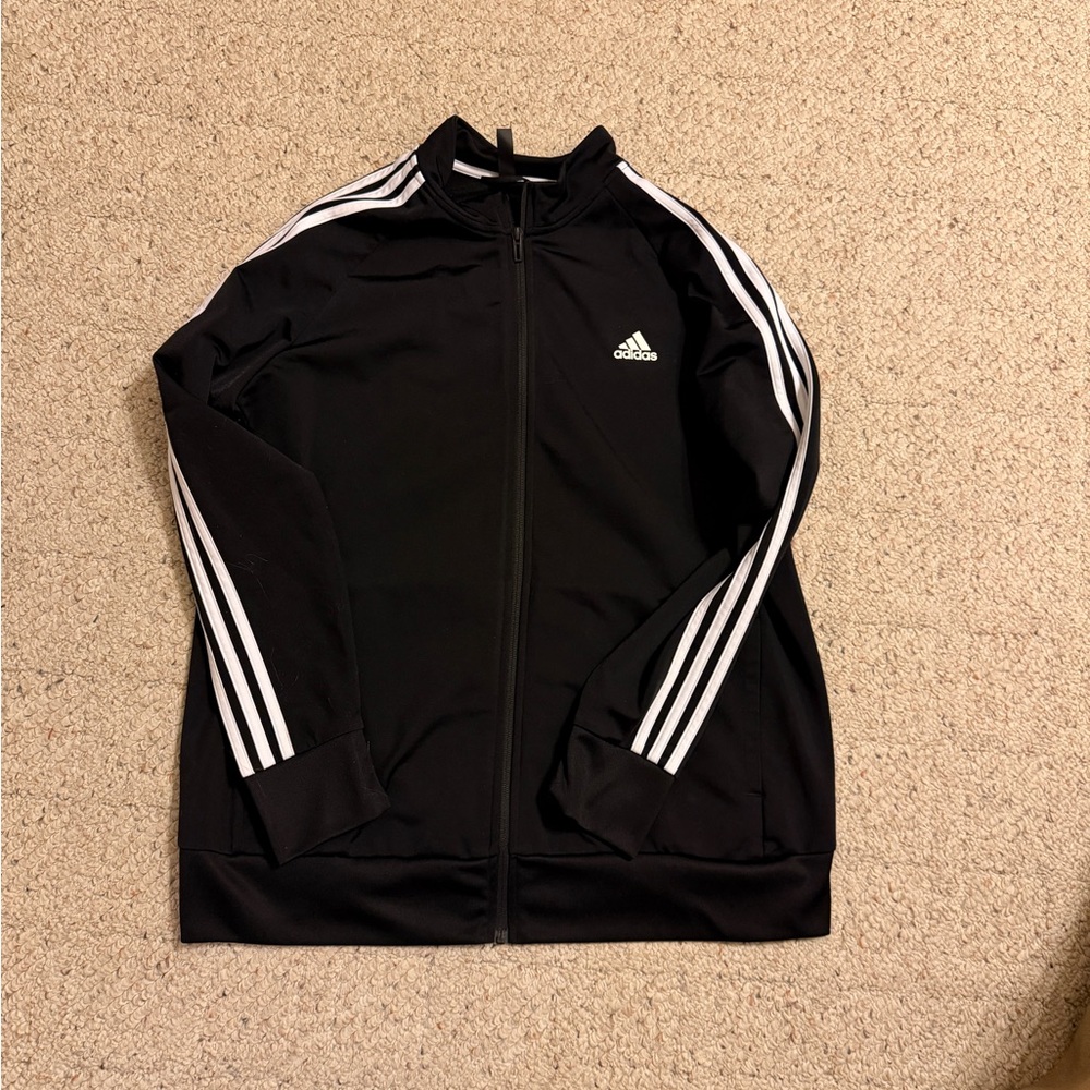 Adidas Black Track Jacket with White Stripes